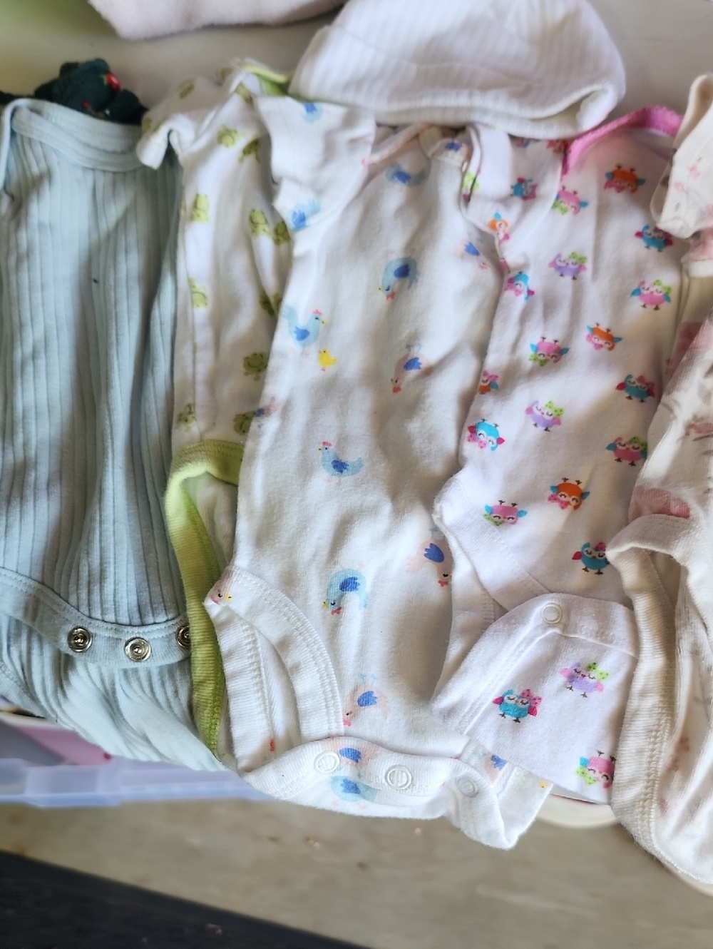 Baby Girls White One-Piece Bodysuit with Colorful Animal Print